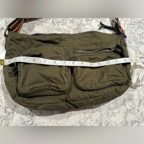 GAP Olive Green Messenger Bag with Multicolor Strap - Picture 2 of 5